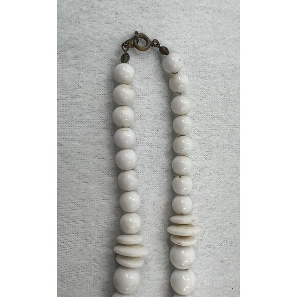 Vintage Acrylic 50's 60’s Bubble Beads 11” Necklace White Retro Chunky Mix Retro - Picture 6 of 10